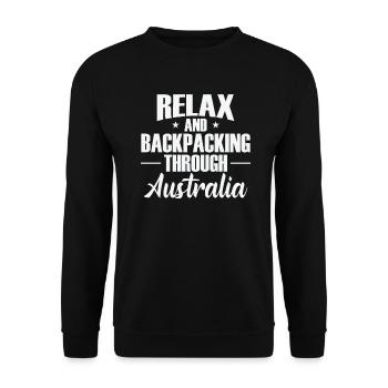 Relax and Backpacking through Australia Freedom - Unisex Sweatshirt - black - Front - Alina (178cm) & Michal (187cm)
