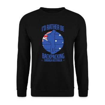 I'd rather be Backpacking through Australia - Unisex Sweatshirt - black - Front - Alina (178cm) & Michal (187cm)