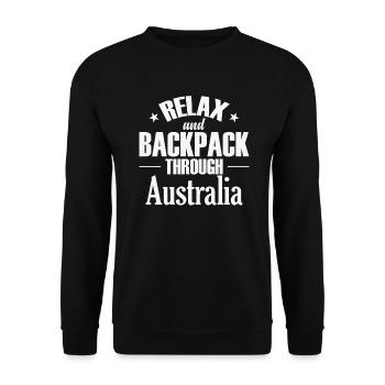 Relax and Backpack through Australia - Unisex Sweatshirt - black - Front - Alina (178cm) & Michal (187cm)