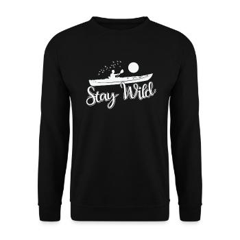 Stay Wild Kayak Paddle Boat Canoeing - Unisex Sweatshirt - black - Front - Alina (178cm) & Michal (187cm)