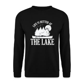 Life is better at the Lake Kayak Paddle Boat - Unisex Sweatshirt - black - Front - Alina (178cm) & Michal (187cm)