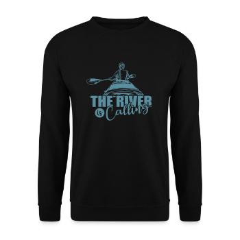 The River is calling Kayak Paddle Boat - Unisex Sweatshirt - black - Front - Alina (178cm) & Michal (187cm)