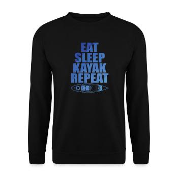 Eat Sleep Kayak Repeat Wasser Paddelboot - Unisex Pullover - Schwarz - Vorne - Alina (178cm) & Michal (187cm)