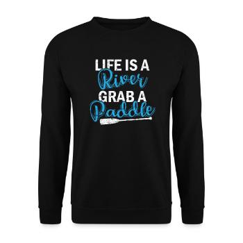 Life is a River grab a Paddle Kayak Boat - Unisex Sweatshirt - black - Front - Alina (178cm) & Michal (187cm)