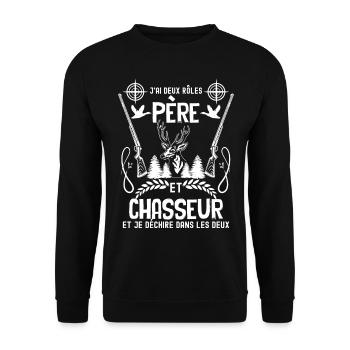 Père Chasseur Le Meilleur De Tous - Sweat-shirt Unisexe - noir - Devant - Alina (178cm) & Michal (187cm)