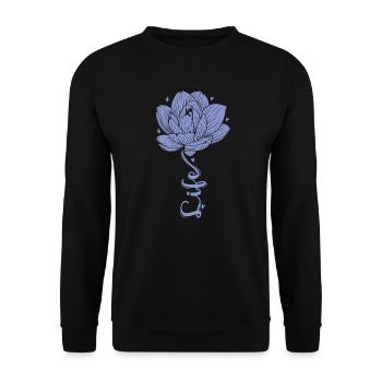 Lotosblume Life als Stiel Pflanze Blume - Unisex Pullover - Schwarz - Vorne - Alina (178cm) & Michal (187cm)