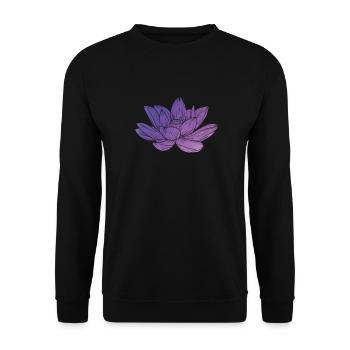 Lotosblume Love als Stiel Pflanze Blume - Unisex Pullover - Schwarz - Vorne - Alina (178cm) & Michal (187cm)
