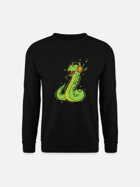 Schlange liebt Musik Reptil Tier Zoo - Unisex Pullover - Schwarz