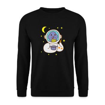 Schlange als Astronaut Reptil Tier Zoo - Unisex Pullover - Schwarz - Vorne - Alina (178cm) & Michal (187cm)