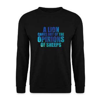 A Lion cares not of the Opinions of Sheeps - Unisex Sweatshirt - black - Front - Alina (178cm) & Michal (187cm)