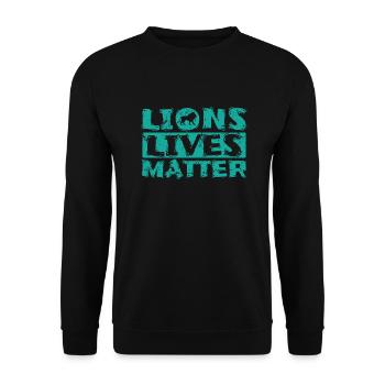 Lions Lives Matter Afrika Löwe Raubtier - Unisex Pullover - Schwarz - Vorne - Alina (178cm) & Michal (187cm)