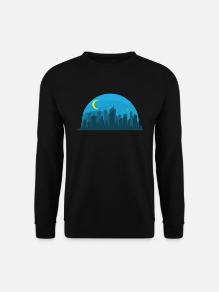 Skyline bei Nacht Gebäude Stadt Silhouette - Unisex Pullover - Schwarz