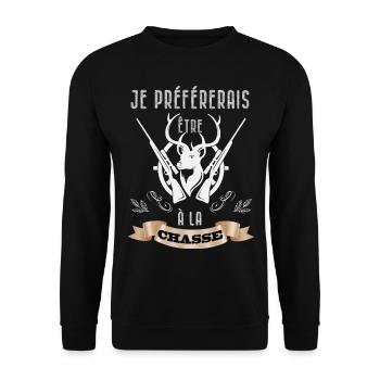 Je Préférerais Etre A La Chasse Cadeau Chasse - Sweat-shirt Unisexe - noir - Devant - Alina (178cm) & Michal (187cm)