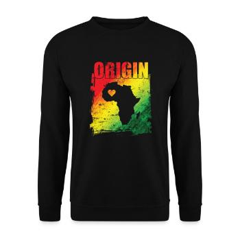 Origin Karte Afrika Herz Kontinent Afrika - Unisex Pullover - Schwarz - Vorne - Alina (178cm) & Michal (187cm)