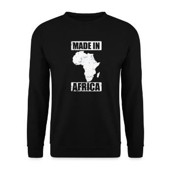 Made in Africa Kontinent Afrika Karte - Unisex Pullover - Schwarz - Vorne - Alina (178cm) & Michal (187cm)