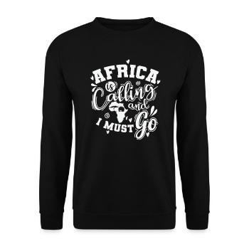 Africa Calling and I must go Kontinent - Unisex Pullover - Schwarz - Vorne - Alina (178cm) & Michal (187cm)