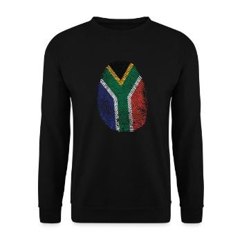 Fingerabdruck Südafrika D.N.A. Kontinent - Unisex Pullover - Schwarz - Vorne - Alina (178cm) & Michal (187cm)