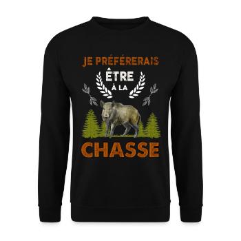 Je Préférerais Etre A La Chasse Citation Chasseur - Sweat-shirt Unisexe - noir - Devant - Alina (178cm) & Michal (187cm)