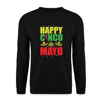 Happy Cinco de Mayo Mexiko Amerika Feiertag - Unisex Pullover - Schwarz - Vorne - Alina (178cm) & Michal (187cm)