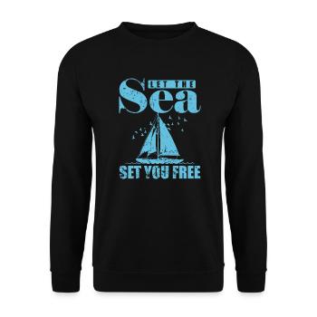 Laissez la mer vous mettre gratuitement au sport de voilier - Sweat-shirt Unisexe - noir - Devant - Alina (178cm) & Michal (187cm)