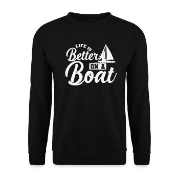 La vie est meilleure sur un bateau de sport de voilier - Sweat-shirt Unisexe - noir - Devant - Alina (178cm) & Michal (187cm)