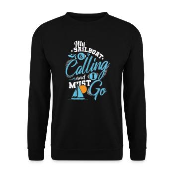 Mon voilier m’appelle Je dois y aller Voile - Sweat-shirt Unisexe - noir - Devant - Alina (178cm) & Michal (187cm)
