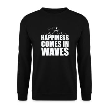 Happiness comes in Waves surfing surfing - Unisex Sweatshirt - black - Front - Alina (178cm) & Michal (187cm)