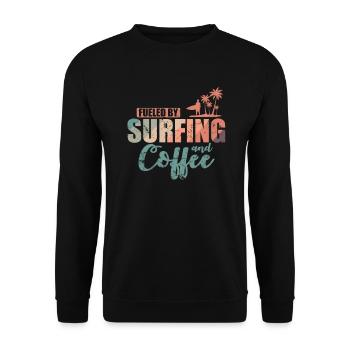Fueled by Surfing and Coffee Surfboard - Unisex Sweatshirt - black - Front - Alina (178cm) & Michal (187cm)