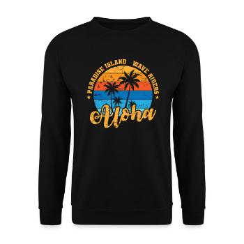 Aloha Paradise Island Wave Rides Surfing - Unisex Sweatshirt - black - Front - Alina (178cm) & Michal (187cm)