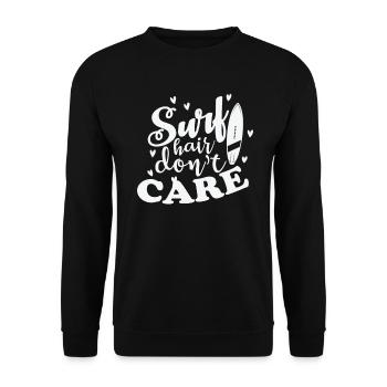 Surf Hair don't Care Surfing Surfboard - Unisex Sweatshirt - black - Front - Alina (178cm) & Michal (187cm)