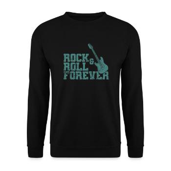 Rock and Roll Forever Music Genre Guitar - Unisex Sweatshirt - black - Front - Alina (178cm) & Michal (187cm)