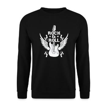 Rock n Roll Musikstil Genre Gitarre Rockband - Unisex Pullover - Schwarz - Vorne - Alina (178cm) & Michal (187cm)