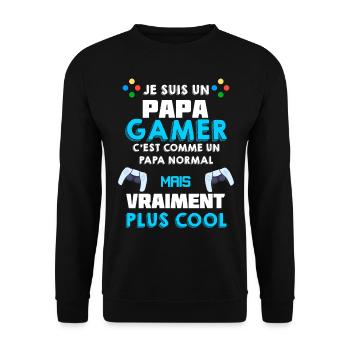 Papa Joueur De Jeux Vidéo Humour Gamer Geek - Sweat-shirt Unisexe - noir - Devant - Alina (178cm) & Michal (187cm)