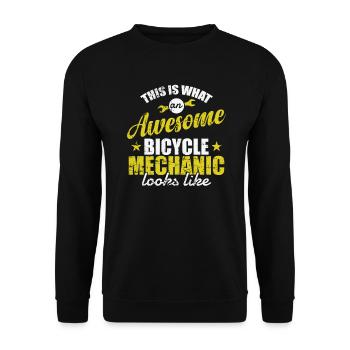 This is what awesome Bicycle Mechanic looks like - Unisex Sweatshirt - black - Front - Alina (178cm) & Michal (187cm)