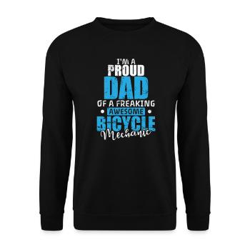 I'm a proud Dad of a freaking Bicycle Mechanic - Unisex Sweatshirt - black - Front - Alina (178cm) & Michal (187cm)