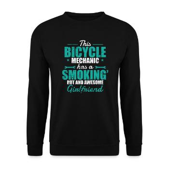 Bicycle Mechanic has a hot and awesome Girlfriend - Unisex Sweatshirt - black - Front - Alina (178cm) & Michal (187cm)
