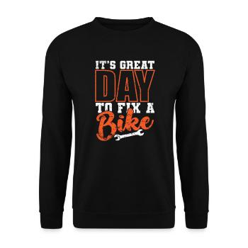 It's Great Day to fix a Bike Two-Wheeler Mechanic - Unisex Sweatshirt - black - Front - Alina (178cm) & Michal (187cm)