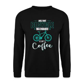 Instant Bicycle Mechanic Just add Coffee - Unisex Sweatshirt - black - Front - Alina (178cm) & Michal (187cm)