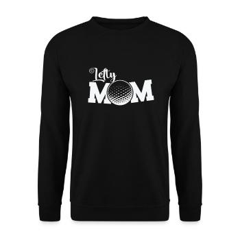 Lefty Mom by playing Golf Linkshänder - Unisex Pullover - Schwarz - Vorne - Alina (178cm) & Michal (187cm)