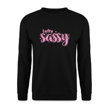 Lefty Sassy Linkshänder schreiben Gewohnheit - Unisex Pullover - Schwarz - Vorne - Alina (178cm) & Michal (187cm)