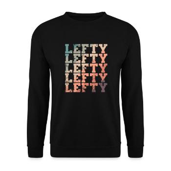 Lefty Linkshänder schreiben Umstellung - Unisex Pullover - Schwarz - Vorne - Alina (178cm) & Michal (187cm)