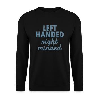 Left Handed Night minded Linkshänder - Unisex Pullover - Schwarz - Vorne - Alina (178cm) & Michal (187cm)