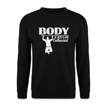 Body Weight Enthusiast Fitness Workout - Unisex Pullover - Schwarz - Vorne - Alina (178cm) & Michal (187cm)