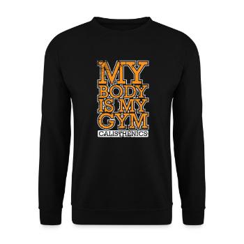 My Body is my Gym Calisthenics Fitness - Unisex Pullover - Schwarz - Vorne - Alina (178cm) & Michal (187cm)
