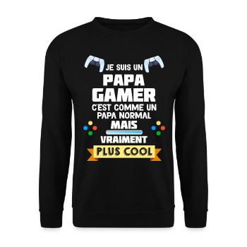 Papa Gamer Le Meilleur C'est Mon Père - Sweat-shirt Unisexe - noir - Devant - Alina (178cm) & Michal (187cm)