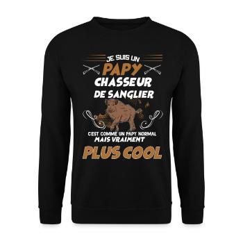Sanglier Chasse Humour - Sweat-shirt Unisexe - noir - Devant - Alina (178cm) & Michal (187cm)