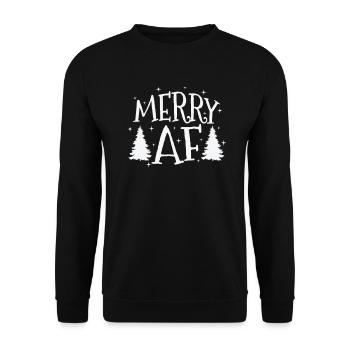 Merry Af Christmas Family Time X-Mas - Unisex Sweatshirt - black - Front - Alina (178cm) & Michal (187cm)