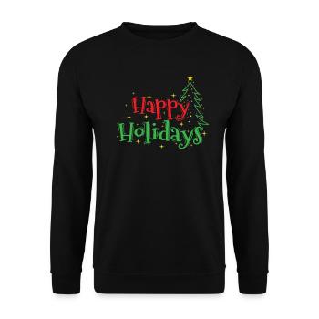 Happy Holidays Christmas Family Time - Unisex Sweatshirt - black - Front - Alina (178cm) & Michal (187cm)