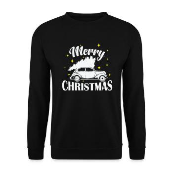 Merry Christmas Xmas Familie Feiertag - Unisex Pullover - Schwarz - Vorne - Alina (178cm) & Michal (187cm)