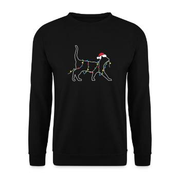 Katze mit Weihnachtsbeleuchtung Xmas - Unisex Pullover - Schwarz - Vorne - Alina (178cm) & Michal (187cm)